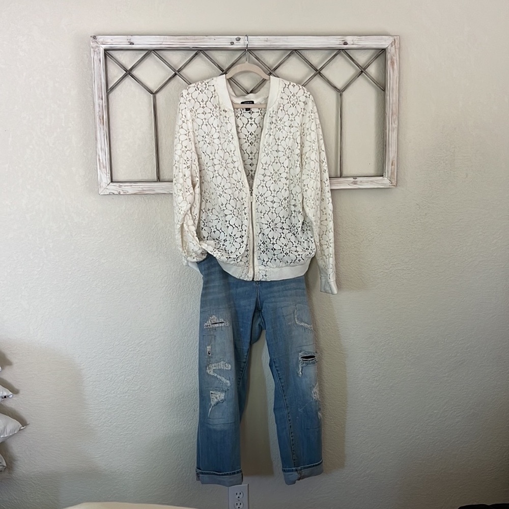 Torrid White Lace Jean Jacket 3X